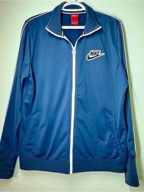 Nike Blue Track Jacket Men’s XL Full Zip Swoosh Athletic Zip Up